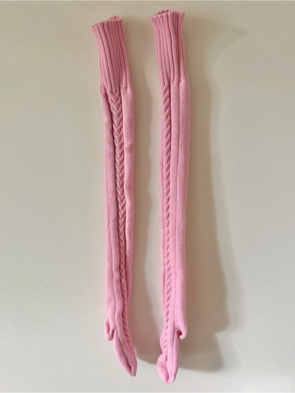 Women’s Pink Cable Knit Thigh High Socks